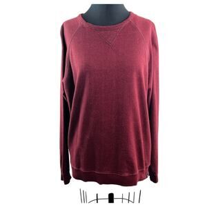 PACT Organic Burgundy Sweatshirt Cotton Crew Neck Raglan Sleeve Pullover Large L